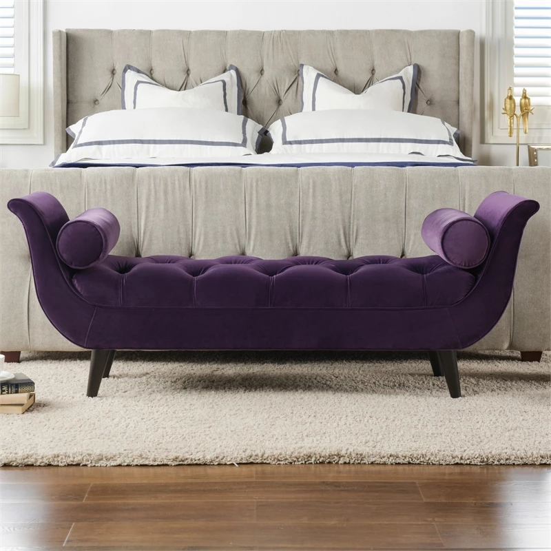 Best reviews of π Maklaine Contemporary Tufted Flared Arm Entryway Bench In Purple π₯ 6 Best reviews of π Maklaine Contemporary Tufted Flared Arm Entryway Bench In Purple π₯ - Image 6