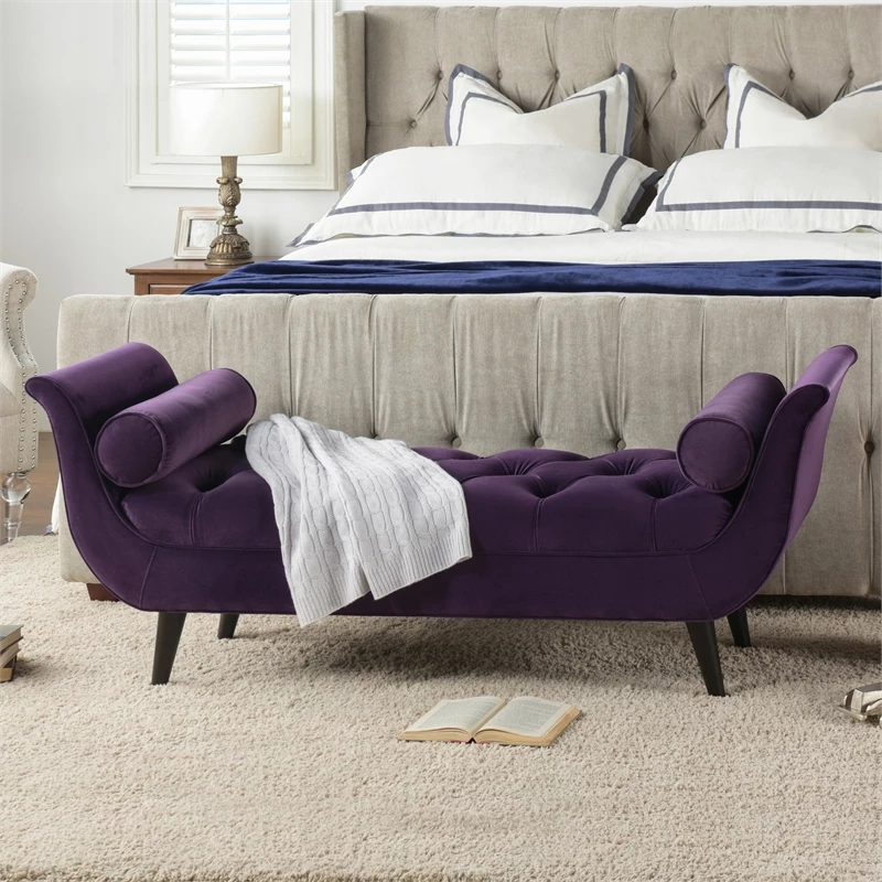 Best reviews of π Maklaine Contemporary Tufted Flared Arm Entryway Bench In Purple π₯ 7 Best reviews of π Maklaine Contemporary Tufted Flared Arm Entryway Bench In Purple π₯ - Image 7