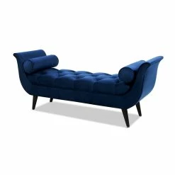 Brand new β€οΈ Maklaine Contemporary Tufted Flared Arm Entryway Bench In Navy Blue β¨