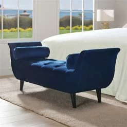 Brand new ❤️ Maklaine Contemporary Tufted Flared Arm Entryway Bench In Navy Blue ✨ 16 Brand new ❤️ Maklaine Contemporary Tufted Flared Arm Entryway Bench In Navy Blue ✨ -Bedroom Benches Store 2505919 15 L