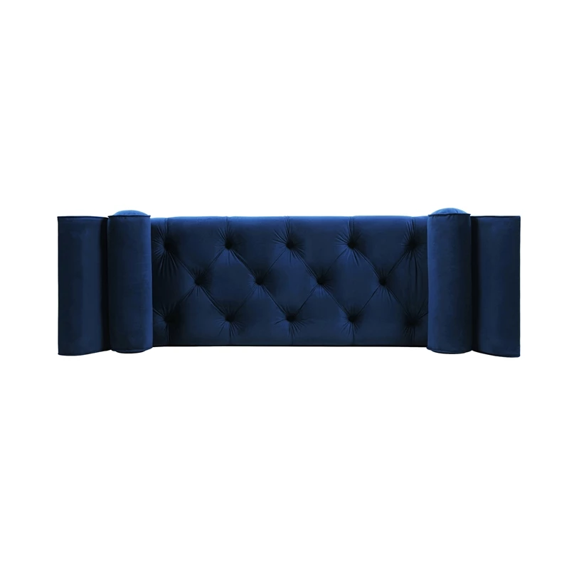 Brand new ❤️ Maklaine Contemporary Tufted Flared Arm Entryway Bench In Navy Blue ✨ 6 Brand new ❤️ Maklaine Contemporary Tufted Flared Arm Entryway Bench In Navy Blue ✨ - Image 6