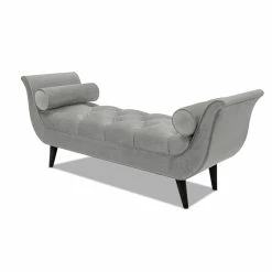 Best reviews of 👏 Maklaine Contemporary Tufted Flared Arm Entryway Bench In Opal Grey 🥰