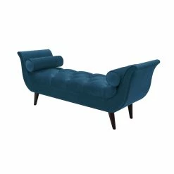 Budget π Maklaine Contemporary Tufted Flared Arm Entryway Bench In Teal Velvet π―