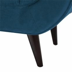 Budget 🎁 Maklaine Contemporary Tufted Flared Arm Entryway Bench In Teal Velvet 💯 -Bedroom Benches Store 2505921 14 L