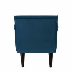 Budget 🎁 Maklaine Contemporary Tufted Flared Arm Entryway Bench In Teal Velvet 💯 -Bedroom Benches Store 2505921 18 L