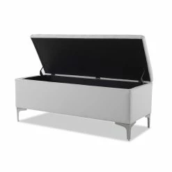 Brand new ⭐ Maklaine Mid-Century Storage Hardwood Bench In Bright White ⌛ 23 Brand new ⭐ Maklaine Mid-Century Storage Hardwood Bench In Bright White ⌛ -Bedroom Benches Store 2505937 18 L