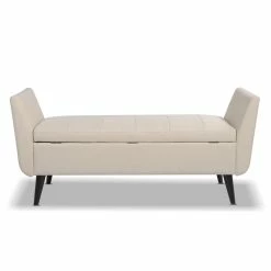 Outlet ⌛ Maklaine Mid-Century Modern Entryway Storage Bench In Sky Neutral ⌛ 21 Outlet ⌛ Maklaine Mid-Century Modern Entryway Storage Bench In Sky Neutral ⌛ -Bedroom Benches Store 2505961 5 L