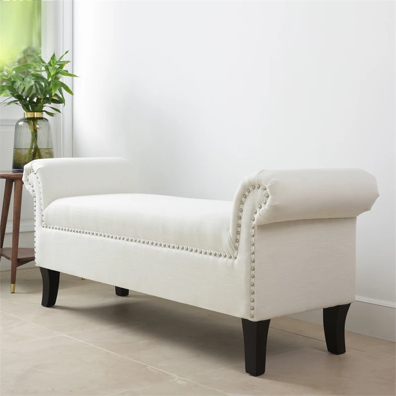 Best Sale β Maklaine Modern Roll Arm Entryway Accent Bench In Bright White π 3 Best Sale β Maklaine Modern Roll Arm Entryway Accent Bench In Bright White π - Image 3