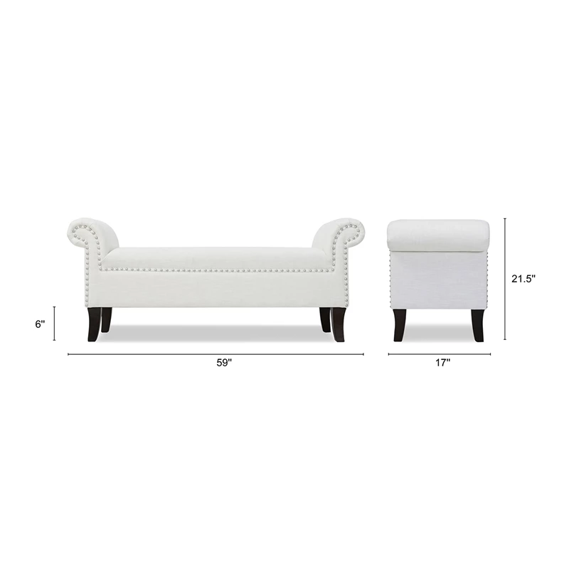 Best Sale β Maklaine Modern Roll Arm Entryway Accent Bench In Bright White π 4 Best Sale β Maklaine Modern Roll Arm Entryway Accent Bench In Bright White π - Image 4