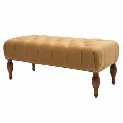 New ⌛ Maklaine Traditional Tufted Entryway Accent Bench In Shimmer Gold 😍