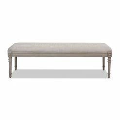Coupon 😀 Maklaine Trandsitional 60" Birch Wood Bench In Lustrous Silver Gray 🔥 -Bedroom Benches Store 2507823 5 L