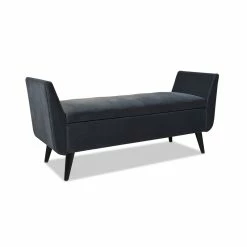 New 🔔 Maklaine Contemporary Upholstered Flip Top Storage Bench In Steel Gray 🎉 -Bedroom Benches Store 2507824 10 L