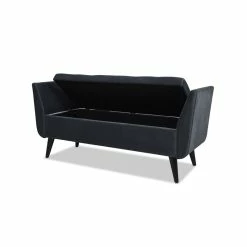 New 🔔 Maklaine Contemporary Upholstered Flip Top Storage Bench In Steel Gray 🎉 -Bedroom Benches Store 2507824 13 L