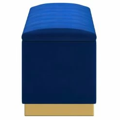 Cheapest 🎉 !nspire Esna Contemporary Velvet Upholstered Storage Bench In Blue/Gold 😍 -Bedroom Benches Store 2513848 3 L