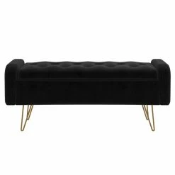 Best Sale π₯ !nspire Sabel Modern Velvet Upholstered/Metal Storage Bench In Black/Gold π₯° 10 Best Sale π₯ !nspire Sabel Modern Velvet Upholstered/Metal Storage Bench In Black/Gold π₯° -Bedroom Benches Store 2513865 2 L