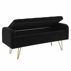 Best Sale π₯ !nspire Sabel Modern Velvet Upholstered/Metal Storage Bench In Black/Gold π₯° 13 Best Sale π₯ !nspire Sabel Modern Velvet Upholstered/Metal Storage Bench In Black/Gold π₯° -Bedroom Benches Store 2513865 5 L