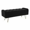 Best Sale 🔥 !nspire Sabel Modern Velvet Upholstered/Metal Storage Bench In Black/Gold 🥰