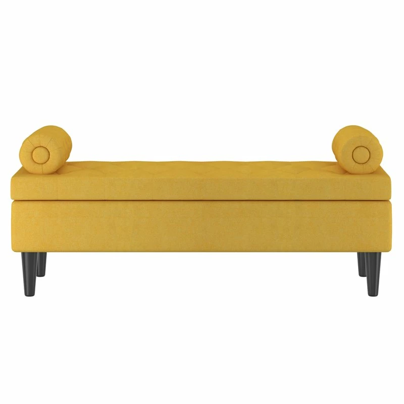 Cheapest π !nspire Adith Button Tufting Modern Fabric Upholstered Storage Bench In Mustard Yellow π 3 Cheapest π !nspire Adith Button Tufting Modern Fabric Upholstered Storage Bench In Mustard Yellow π - Image 3