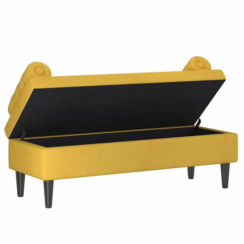 Cheapest π !nspire Adith Button Tufting Modern Fabric Upholstered Storage Bench In Mustard Yellow π 5 Cheapest π !nspire Adith Button Tufting Modern Fabric Upholstered Storage Bench In Mustard Yellow π - Image 5