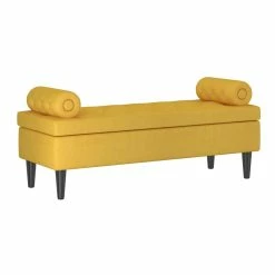 Cheapest 😍 !nspire Adith Button Tufting Modern Fabric Upholstered Storage Bench In Mustard Yellow 🎉