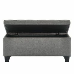 Wholesale 👏 WHI Lila Rectangular Fabric Upholstered Storage Bench In Gray 🎉 -Bedroom Benches Store 2513902 2 L