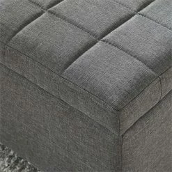 Wholesale 👏 WHI Lila Rectangular Fabric Upholstered Storage Bench In Gray 🎉 -Bedroom Benches Store 2513902 3 L