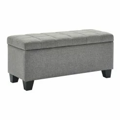 Wholesale 👏 WHI Lila Rectangular Fabric Upholstered Storage Bench In Gray 🎉
