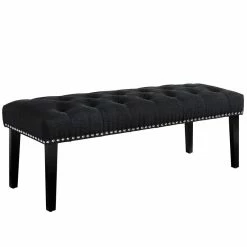 Best deal 😀 Home Fare Diamond-Tufted Upholstered Bench In Charcoal Black 🎉