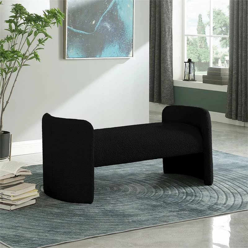 Buy π Meridian Furniture Peyton Black Boucle Fabric Bench π₯ 2 Buy π Meridian Furniture Peyton Black Boucle Fabric Bench π₯ - Image 2