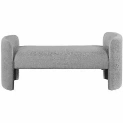 Cheap 👍 Meridian Furniture Peyton Grey Boucle Fabric Bench ⌛ -Bedroom Benches Store 2522968 3 L