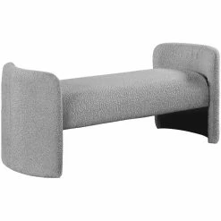 Cheap 👍 Meridian Furniture Peyton Grey Boucle Fabric Bench ⌛