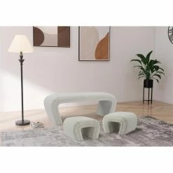 Cheapest ⌛ Meridian Furniture Odelia Cream Boucle Fabric Bench 😉 -Bedroom Benches Store 2528384 2 L