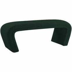 New 🌟 Meridian Furniture Odelia Green Boucle Fabric Bench 🧨 -Bedroom Benches Store 2528385 3 L
