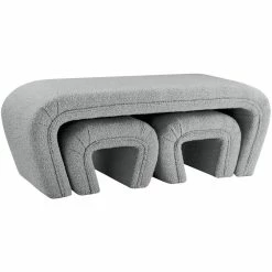 Wholesale 🔔 Meridian Furniture Odelia Grey Boucle Fabric Bench 🤩
