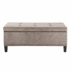 Deals 👍 Olliix Madison Park Shandra II Hardwood And Polyester Storage Bench In Brown/Black 🧨 -Bedroom Benches Store 2532238 2 L