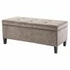 Deals 👍 Olliix Madison Park Shandra II Hardwood And Polyester Storage Bench In Brown/Black 🧨