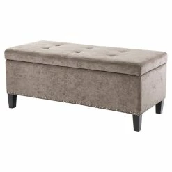 Deals π Olliix Madison Park Shandra II Hardwood And Polyester Storage Bench In Brown/Black π§¨