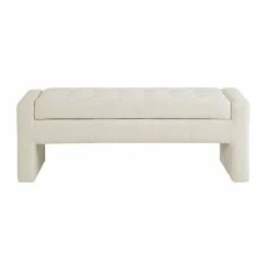 Flash Sale 👏 Olliix Madison Park Gillian Modern Hardwood And Polyester Storage Bench In Cream ⌛ -Bedroom Benches Store 2532241 2 L