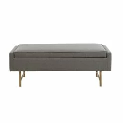 Outlet ⭐ Olliix Madison Park Heath Solid Wood And Polyester Accent Bench In Gray/Bronze ✔️ 9 Outlet ⭐ Olliix Madison Park Heath Solid Wood And Polyester Accent Bench In Gray/Bronze ✔️ -Bedroom Benches Store 2532244 2 L