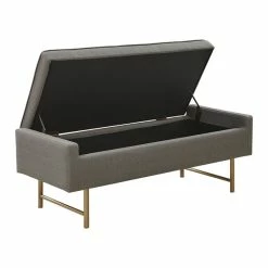 Outlet ⭐ Olliix Madison Park Heath Solid Wood And Polyester Accent Bench In Gray/Bronze ✔️ 10 Outlet ⭐ Olliix Madison Park Heath Solid Wood And Polyester Accent Bench In Gray/Bronze ✔️ -Bedroom Benches Store 2532244 3 L