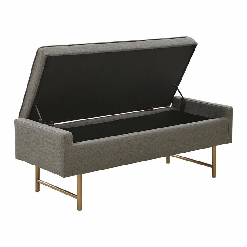 Outlet ⭐ Olliix Madison Park Heath Solid Wood And Polyester Accent Bench In Gray/Bronze ✔️ 4 Outlet ⭐ Olliix Madison Park Heath Solid Wood And Polyester Accent Bench In Gray/Bronze ✔️ - Image 4