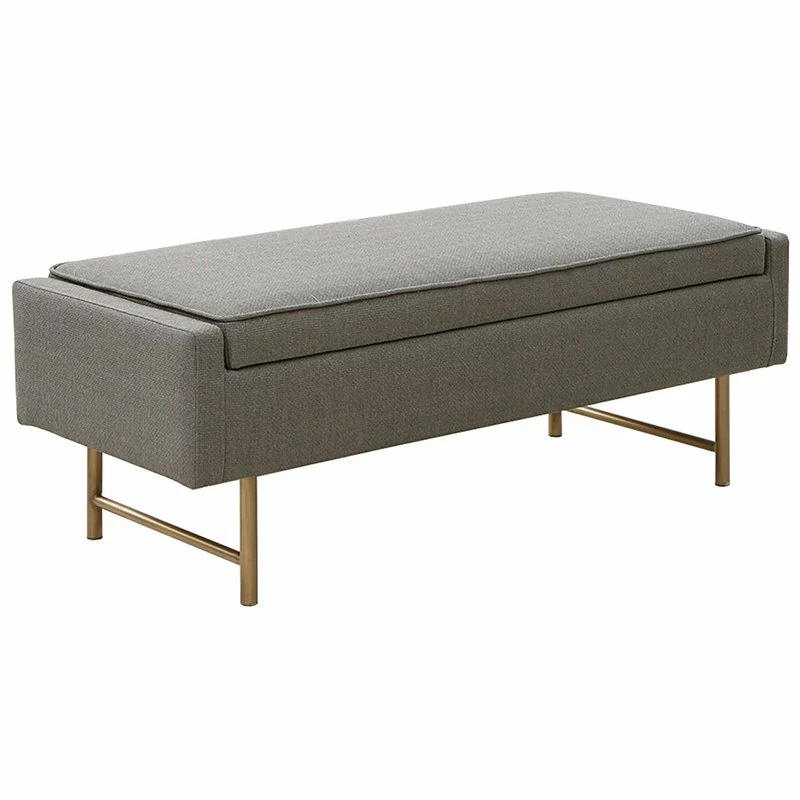 Outlet ⭐ Olliix Madison Park Heath Solid Wood And Polyester Accent Bench In Gray/Bronze ✔️ 1 Outlet ⭐ Olliix Madison Park Heath Solid Wood And Polyester Accent Bench In Gray/Bronze ✔️
