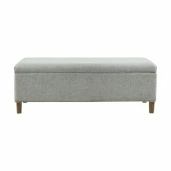 Promo 👏 Olliix INK+IVY Marcie Solid Wood And Polyester Accent Bench With Storage - Gray/Natural ✔️ -Bedroom Benches Store 2532246 2 L