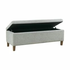 Promo 👏 Olliix INK+IVY Marcie Solid Wood And Polyester Accent Bench With Storage - Gray/Natural ✔️ -Bedroom Benches Store 2532246 4 L