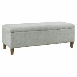Promo 👏 Olliix INK+IVY Marcie Solid Wood And Polyester Accent Bench With Storage - Gray/Natural ✔️