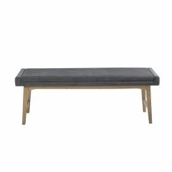 Buy ✨ Olliix INK+IVY April Mid-Century Solid Wood And Foam Upholstered Accent Bench In Gray 🧨 -Bedroom Benches Store 2532247 2 L