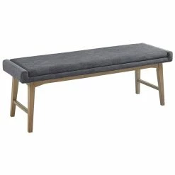Buy ✨ Olliix INK+IVY April Mid-Century Solid Wood And Foam Upholstered Accent Bench In Gray 🧨