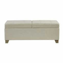 Deals 🔥 Olliix Madison Park Ashcroft Transitional Solid Wood Storage Bench In Natural 😀 -Bedroom Benches Store 2532259 3 L
