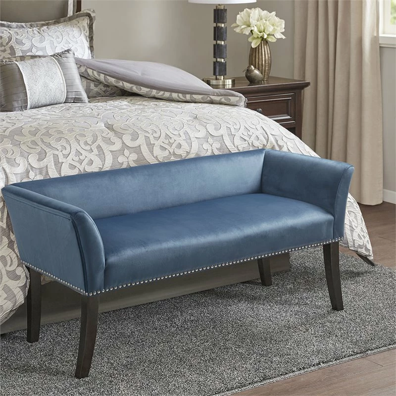 New π₯° Olliix Madison Park Welburn Transitional Solid Wood Accent Bench In Blue π€© 2 New π₯° Olliix Madison Park Welburn Transitional Solid Wood Accent Bench In Blue π€© - Image 2