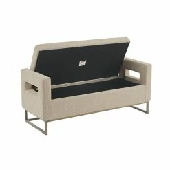 Outlet π Olliix Madison Park Crawford Solid Wood And Fabric Storage Bench In Tan/Bronze π 14 Outlet π Olliix Madison Park Crawford Solid Wood And Fabric Storage Bench In Tan/Bronze π -Bedroom Benches Store 2532261 4 L